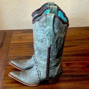 Corral Vintage Teal and Brown Cowboy Boots 8